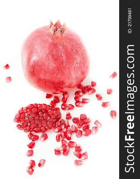 Fresh pomegranate on white background