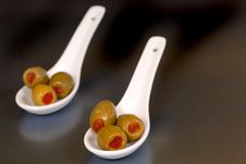 Stuffed Green Olives In Two Wh Stock Images Stuffed Green Olives In Two Wh Stock Images