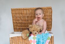 Baby And Teddy Stock Images