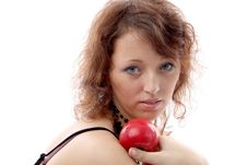Girl With An Apple Royalty Free Stock Photography Girl With An Apple Royalty Free Stock Photography