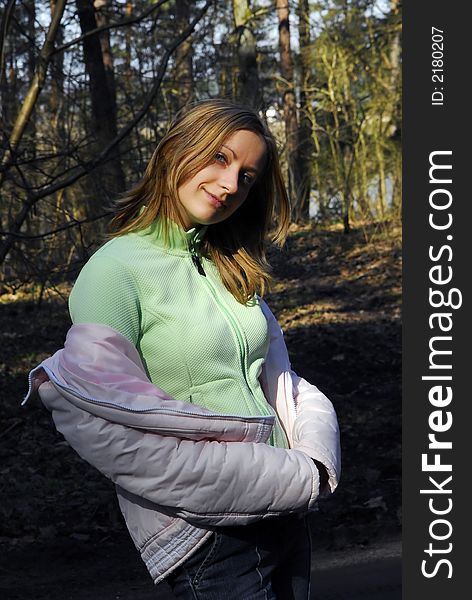 Young woman in spring forest. Young woman in spring forest