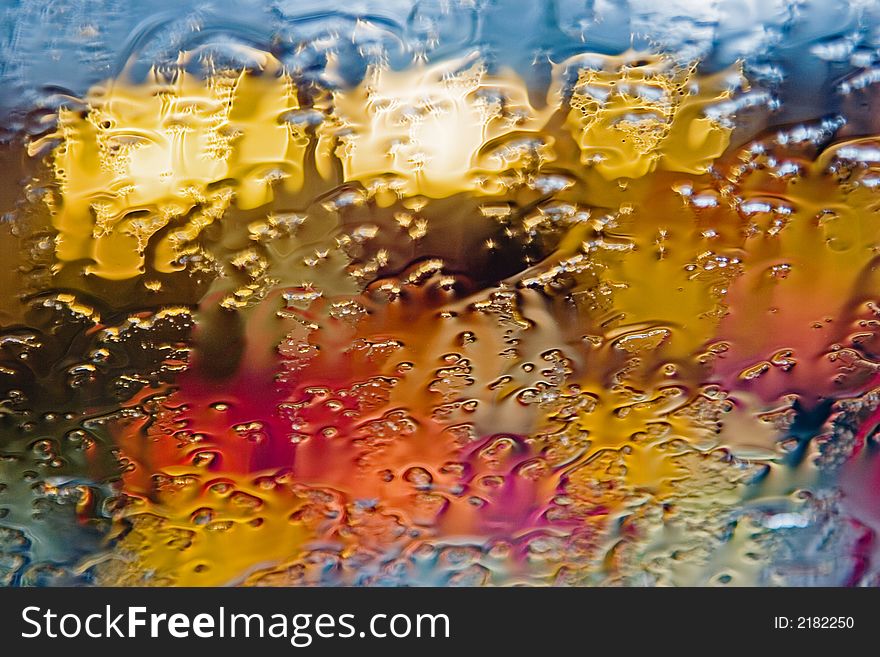 Colored drops on the glass