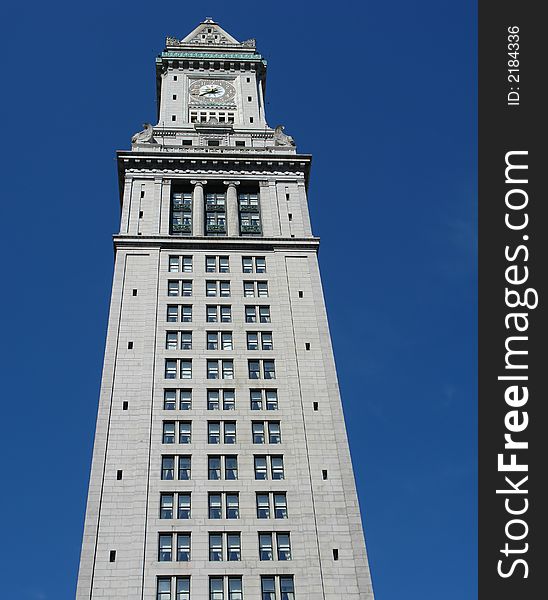 The custom house on a clear spring day in Boston Massachusetts.
