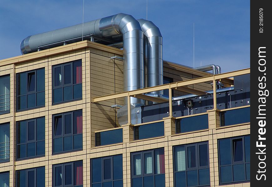 A detail view at a modern building. A detail view at a modern building.