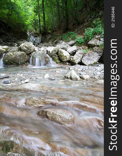 A waterfall in the french alps. A waterfall in the french alps