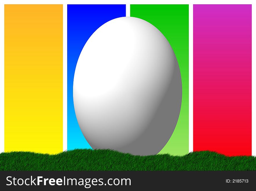 White easter egg on four color background