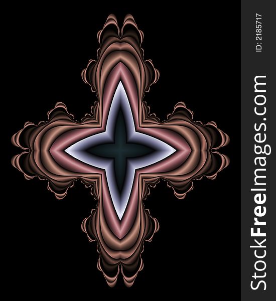 Abstract fractal image resembling a rosey satin cross. Abstract fractal image resembling a rosey satin cross