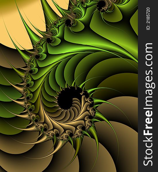 Abstract fractal image resembling rotating thorns