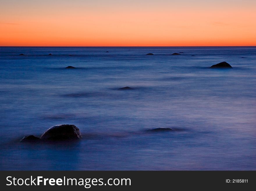 Long exposure of sea waves