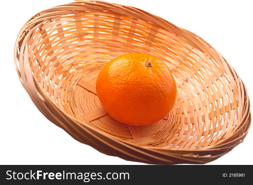 Tangerine in wum plate on white background. Tangerine in wum plate on white background