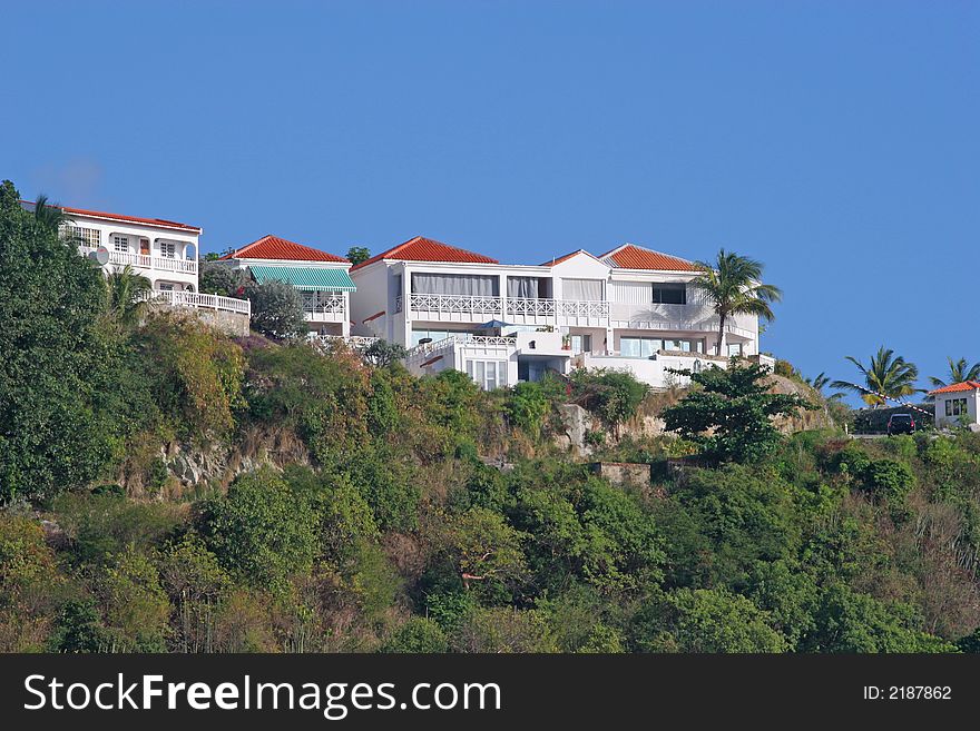 Large mansion on the top of an island hill. Large mansion on the top of an island hill