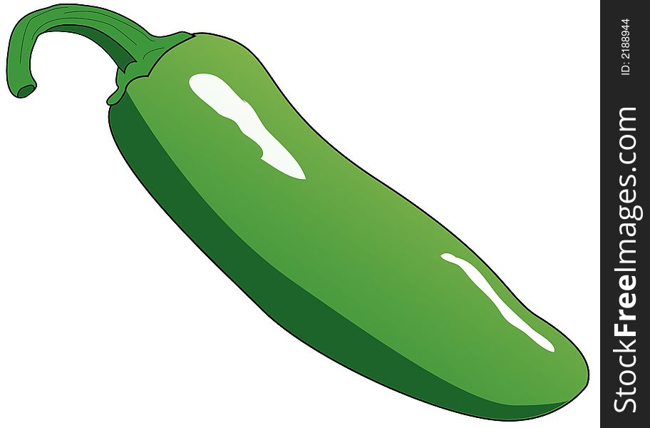Illustration of a green chilli pepper