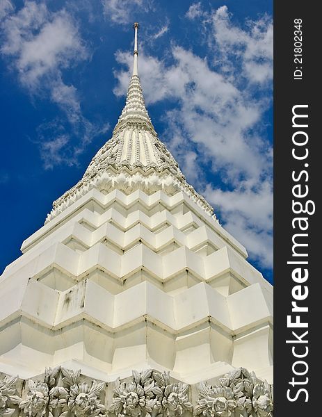 Close Up Of White Pagoda In Bangkok