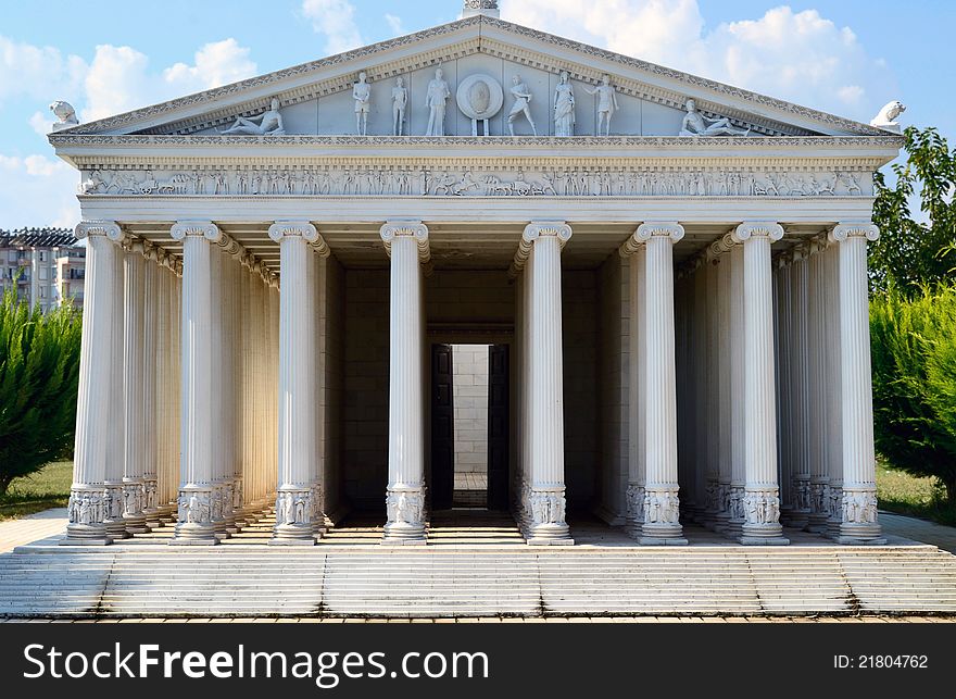 Close-up of classic columns. Old historic building