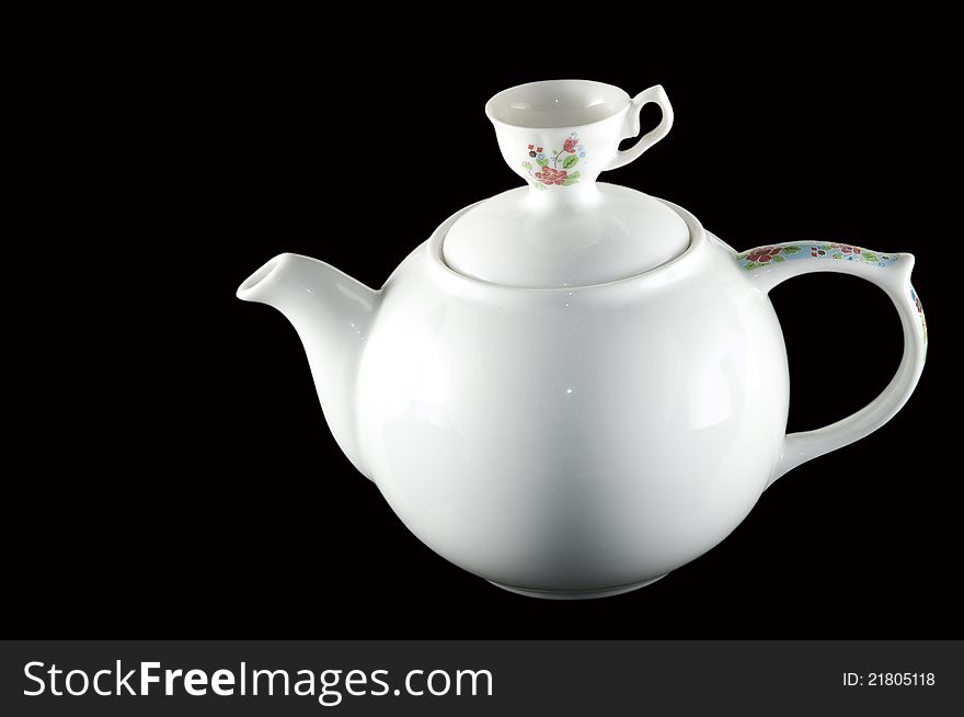White Ceramic Teapot Pitcher