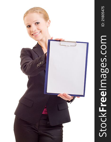 Portrait of the business woman with a represent folder