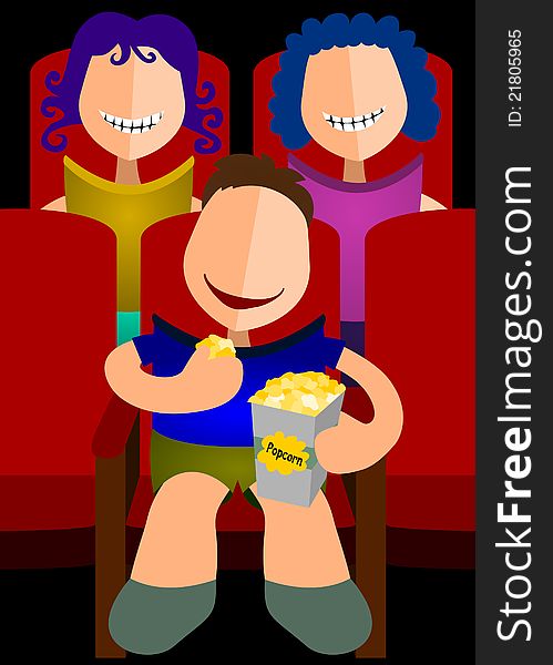 Eating Popcorn In Cinema