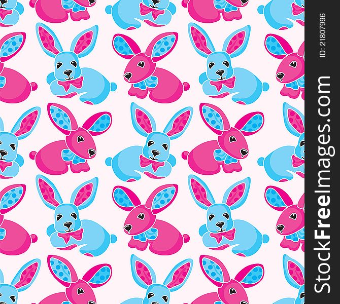 Seamless pattern - Ñhildren's amusing toy rabbits.