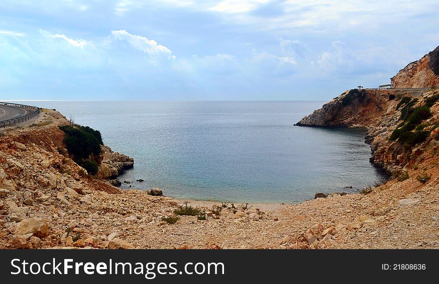 Sea bay summer landscape with sky clouds. Sea bay summer landscape with sky clouds