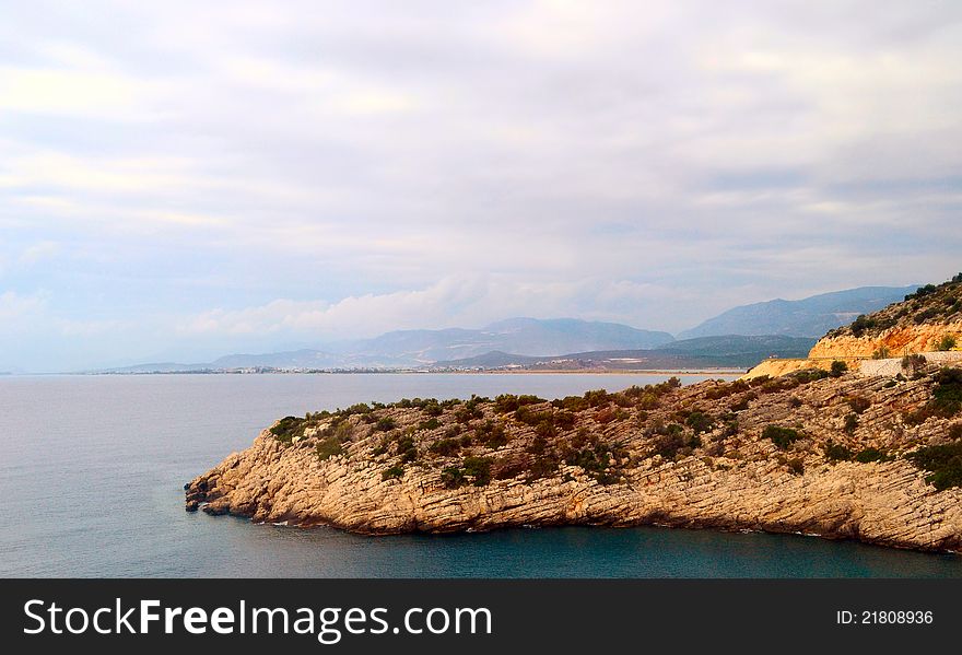 Sea bay summer landscape with sky clouds. Sea bay summer landscape with sky clouds