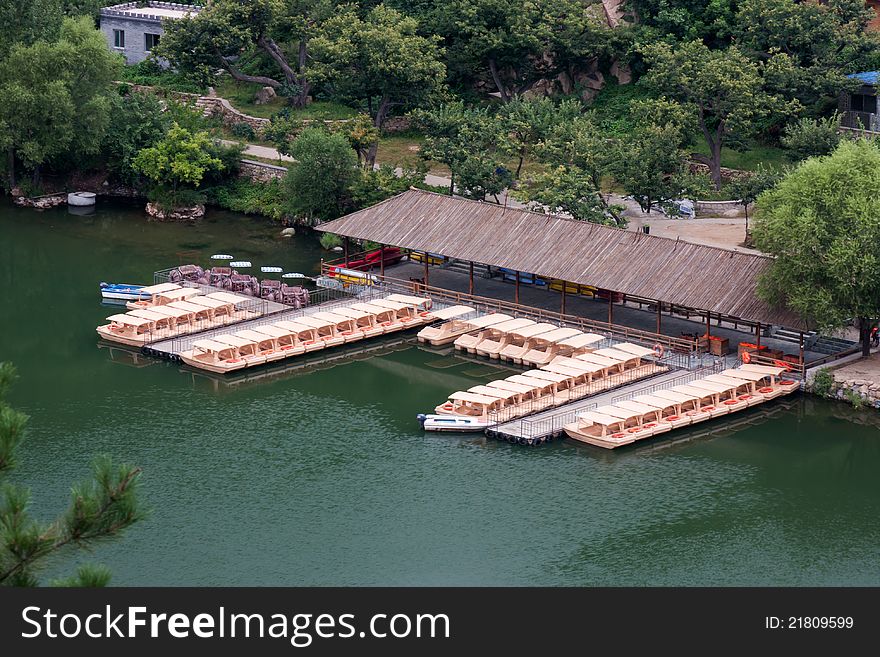 Lake house with pier and woods in Beijing,China