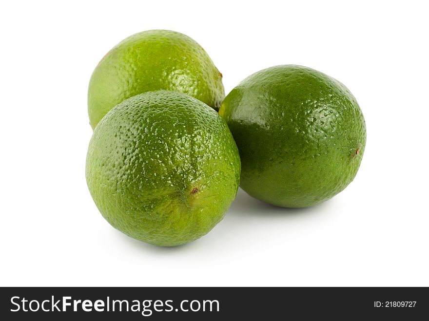 Three lime isolated on a white background