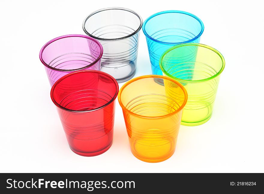 Colored empty glasses in circle. Colored empty glasses in circle