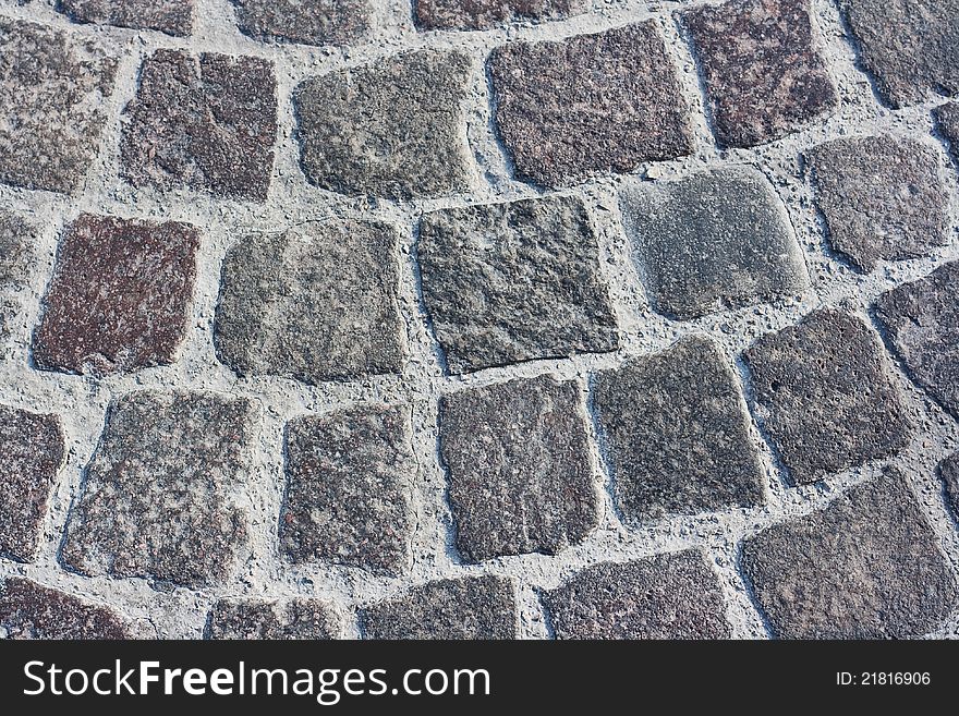 Surface of stone paved street. Surface of stone paved street