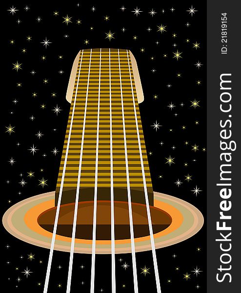 Musical instrument. An abstract image of the guitar and the night sky. Musical instrument. An abstract image of the guitar and the night sky