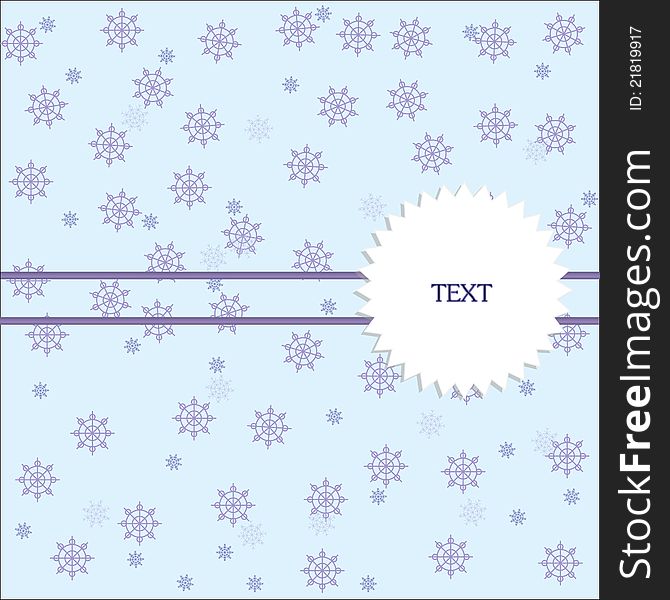 Christmas card with snowflakes and label