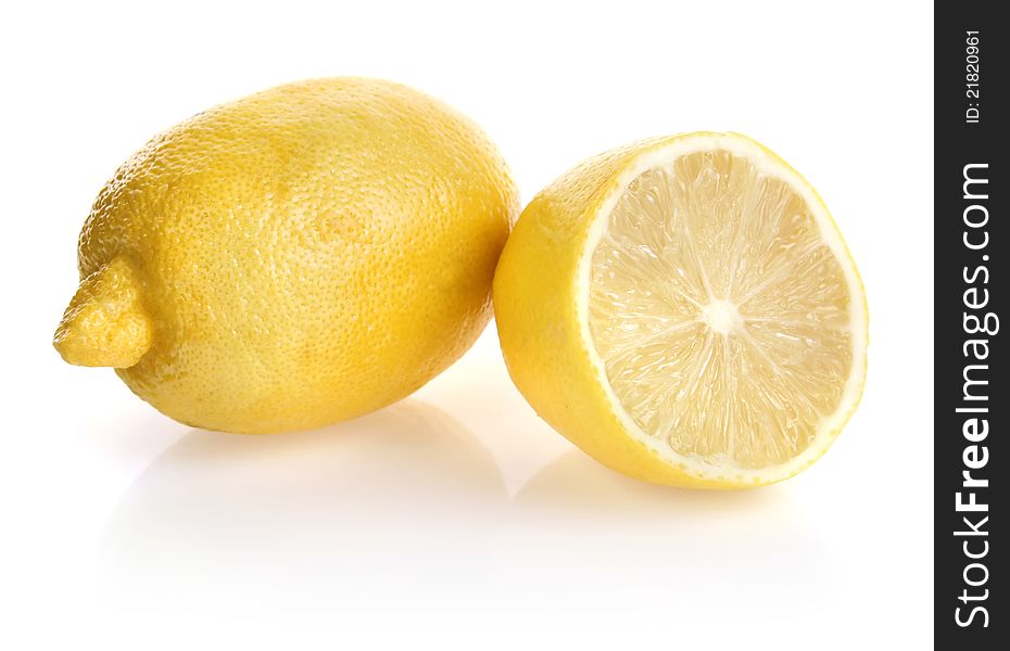 Fresh ripe lemon on white background