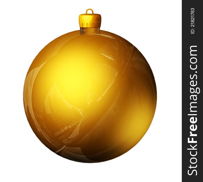 Big gold Christmas ball isolated on white. Big gold Christmas ball isolated on white