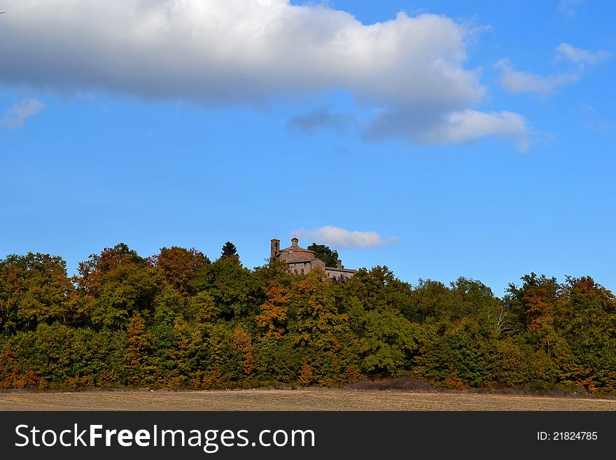 Montesiepi church in autumn, beautiful colors in Siena, Tuscany. Montesiepi church in autumn, beautiful colors in Siena, Tuscany.