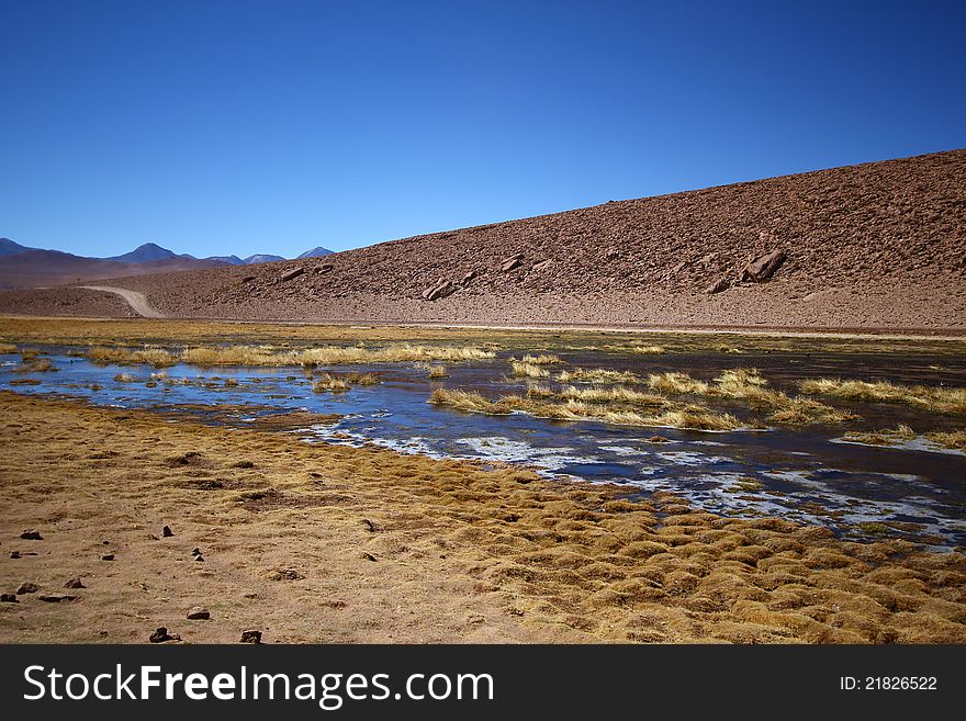 River flow across the Atacama desert in Chile. River flow across the Atacama desert in Chile