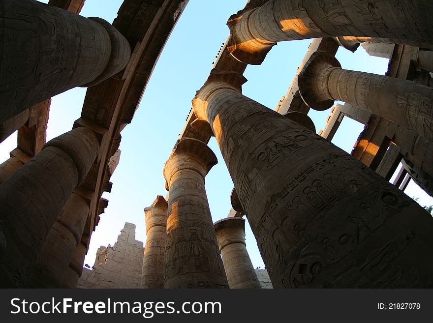 Columns At Egyptian Temple