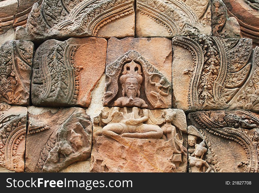 Pimai Cambodian temple ancient sandstone close, Korat, Thailand. Pimai Cambodian temple ancient sandstone close, Korat, Thailand.