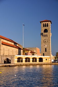 Clock Tower Rhodes Harbour Stock Image Clock Tower Rhodes Harbour Stock Image