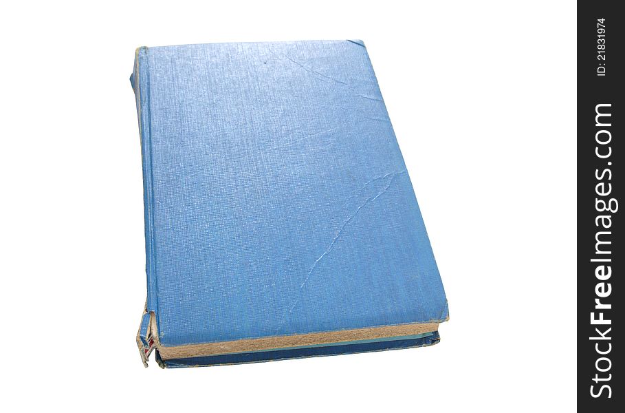 Old blue book isolated on white background