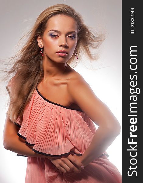 Studio portrait of attractive young woman