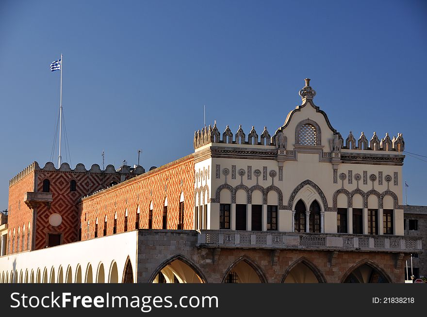 The government house is constructed near the harbour in rhodes, greece ( also known as the goverors palace). The government house is constructed near the harbour in rhodes, greece ( also known as the goverors palace)