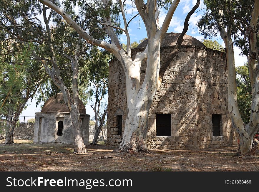 These ruined mosques form part of the murad reis mosque ottoman building in rhodes city