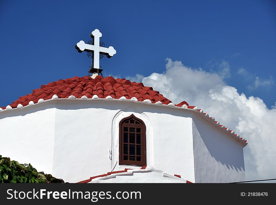 This church roof is in lindos on the greek island of rhodes it is typical of structures all over the island and indeed across the eastern mediterraneran. This church roof is in lindos on the greek island of rhodes it is typical of structures all over the island and indeed across the eastern mediterraneran