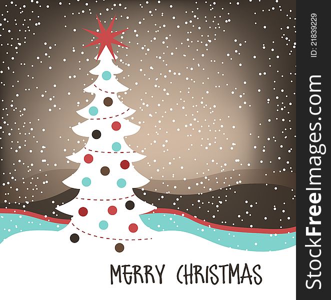 Christmas background with decorated Christmas tree, vector available