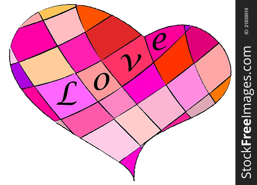 Multicolored love heart, illustration for design purposes. Multicolored love heart, illustration for design purposes