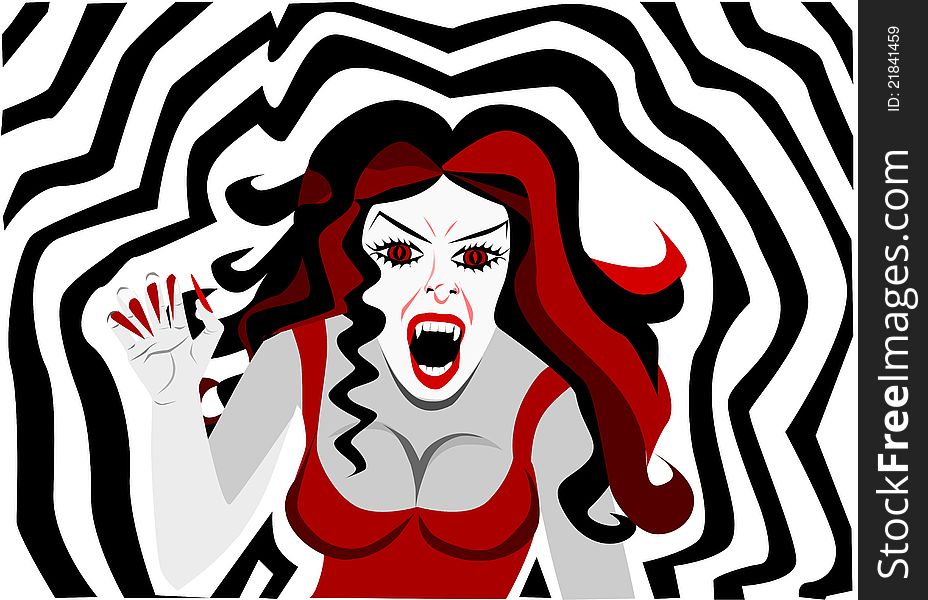 Woman as vampire with black and white background. Woman as vampire with black and white background