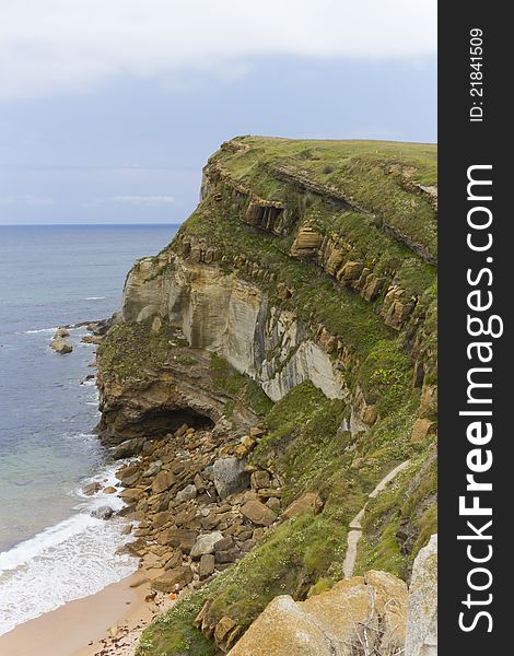 Cliffs and views of the beach on the coast of Cantabria, Spain. Cliffs and views of the beach on the coast of Cantabria, Spain