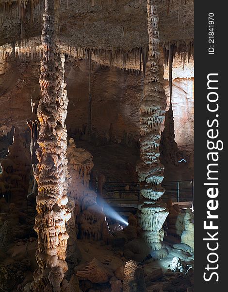 Stalactite stalagmite cavern. Stalactite cave in Israel