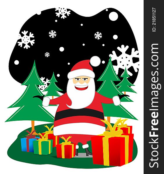 Santa distribute gifts at Christmas. Santa distribute gifts at Christmas