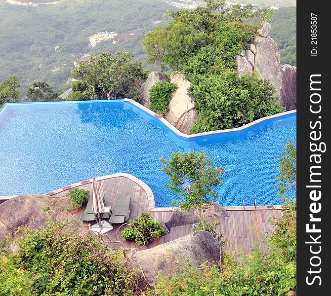 Swimming pool in top of mountain in China hainan province