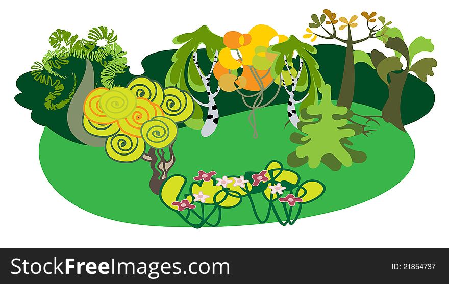 Stylized image of a summer day in the deciduous forest. Stylized image of a summer day in the deciduous forest